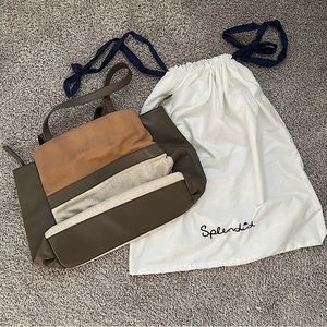 Splendid Large Leather Satchel Bag w/dust cloth Tan & Cream